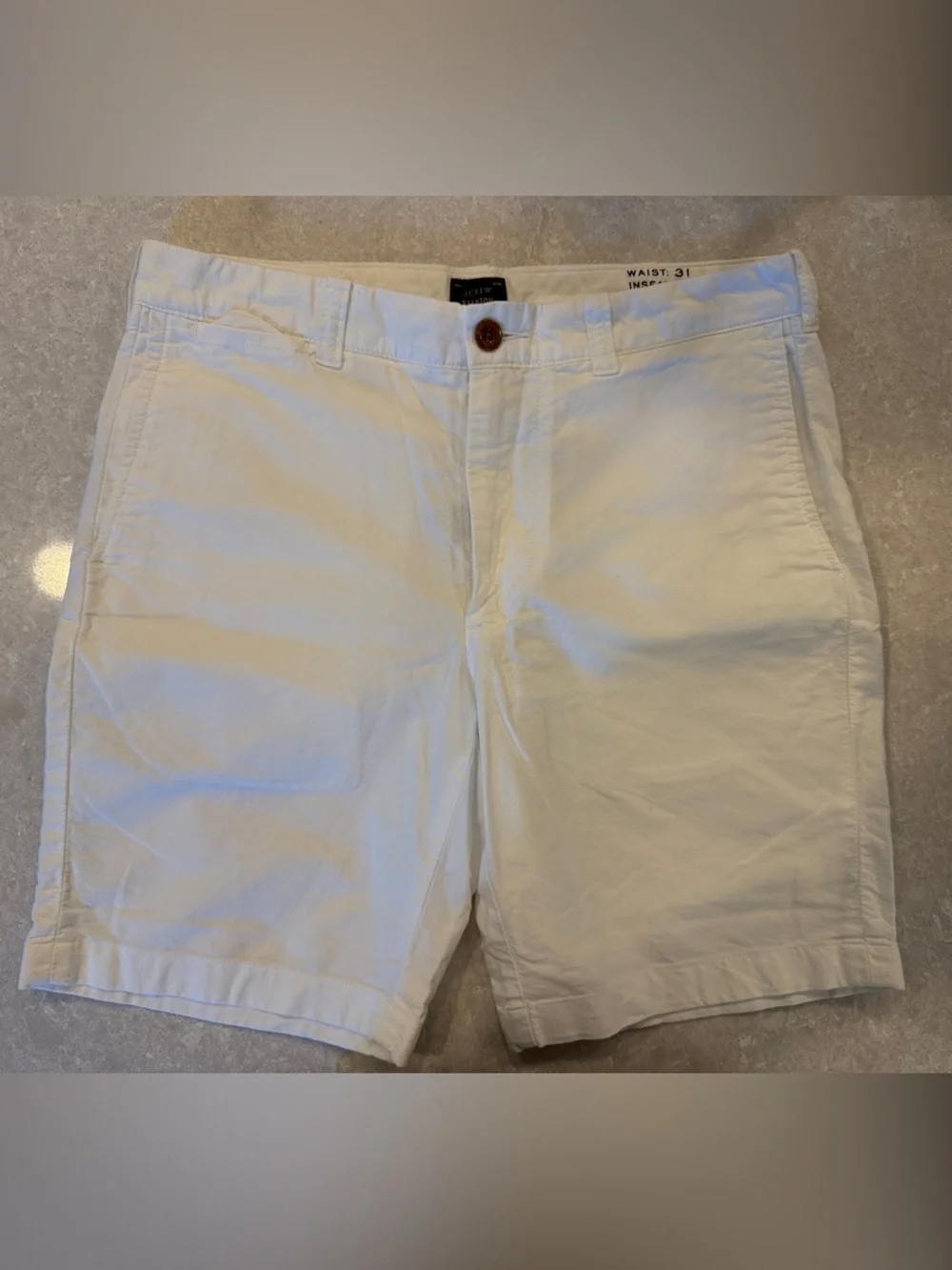 J. Crew Men's Stanton White Flat-Front Cotton Shorts